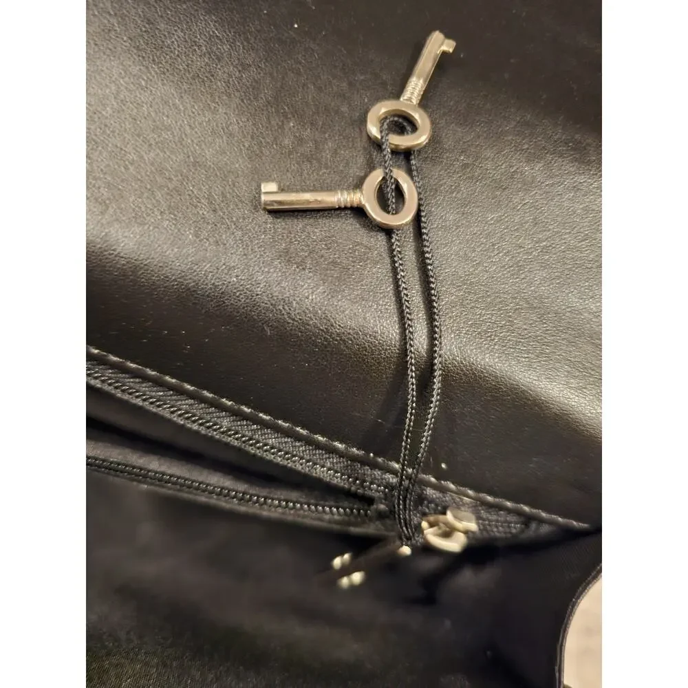 Samsonite Black Briefcase/Document Case Lock Zip Top Handle Organizer Leather